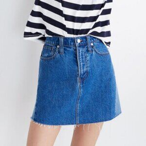 Madewell Rigid Denim A-Line Mini Skirt: Pieced Edition